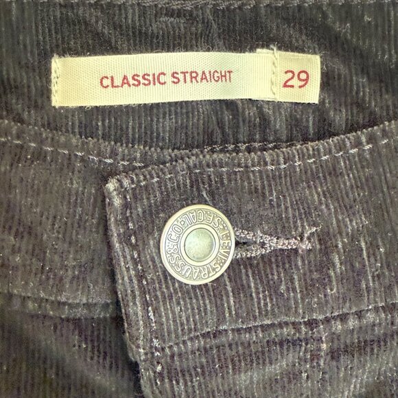 Levi's 724 Classic Straight Corduroy Jeans Size 29 Black Pants Mid Rise - Picture 2 of 9